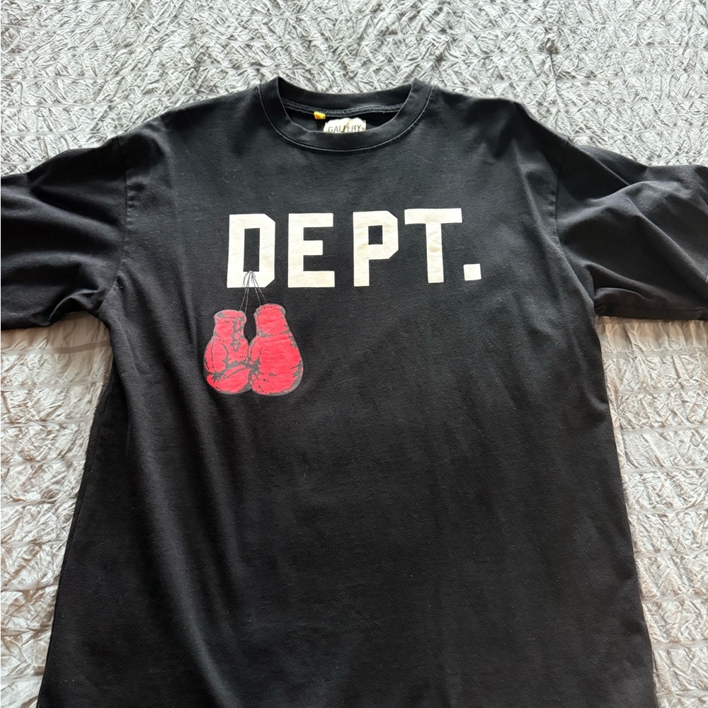Gallery Dept Black Tee with Red Boxing Gloves